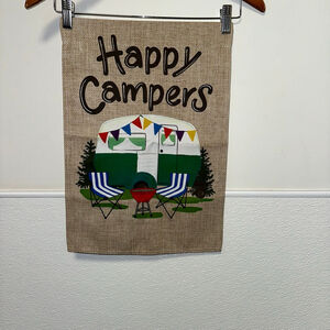 Evergreen Happy Campers Garden Flag One Size Beige Green Home Decor Camping